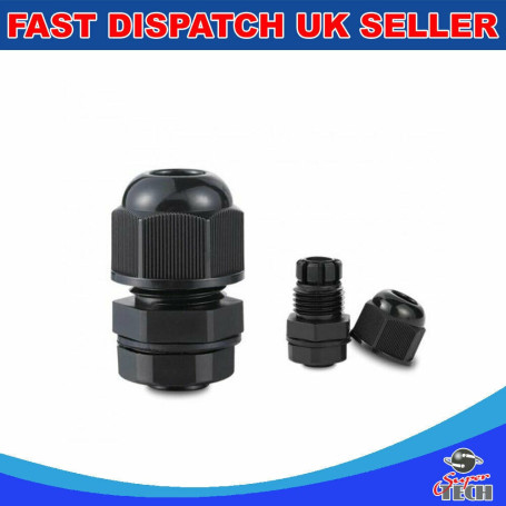 50 x M25 IP68 Nylon Cable Stuffing Glands Locknuts Waterproof Black Connector